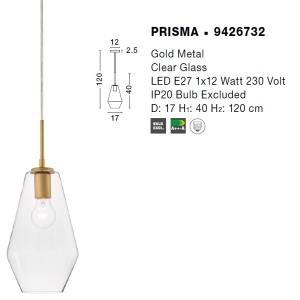 Lustra, Pendul design modern PRISMA, 17cm - Img 2