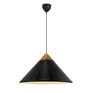 Lustra, Pendul Design Nordic Minimalist, Lemn, Metal, Kinto negru