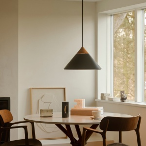 Lustra, Pendul Design Nordic Minimalist, Lemn, Metal, Kinto negru 166905 universul-luminii.ro