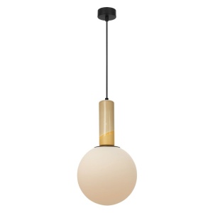 Lustra, Pendul din ceramica galben mustar si sticla Rainbow