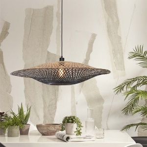 Lustra/Pendul eco din bambus Kalimantan 87cm nat/bl 55255 universul-luminii.ro