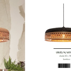Lustra/Pendul eco din bambus Ubud double shade, bl/nat 213765 universul-luminii.ro