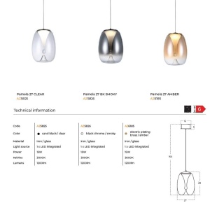 Lustra/Pendul LED design decorativ modern PAMELA 27 fumuriu 144215 universul-luminii.ro