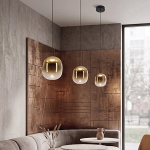 Lustra/Pendul LED design decorativ VITRO auriu/negru