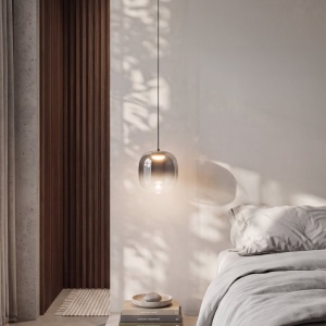 Lustra/Pendul LED design decorativ VITRO gri fumuriu/negru