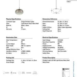 Lustra/Pendul LED design decorativ VITRO maro/negru - Img 4