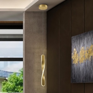 Lustra/Pendul LED design modern Twist auriu - Img 1