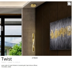 Lustra/Pendul LED design modern Twist auriu - Img 6