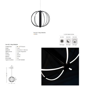 Lustra/Pendul LED modern Zoe 3-Step DIMM Bk - Img 3