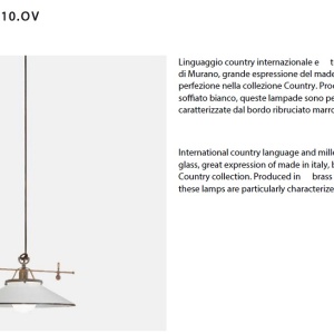 Lustra, Pendul rustic din alama cu sticla Murano Country 98915 universul-luminii.ro