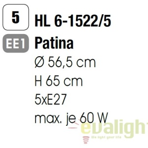 Lustra / Pendul stil clasic diam. 56cm Aida HL 6-1522/5 Patina OR 54725 universul-luminii.ro