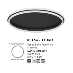 Lustra/Plafoniera LED design modern WILLOW Black 60cm 121835 universul-luminii.ro