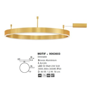 Lustra/Plafoniera LED dimabila design circular MOTIF bronz 80cm 214015 universul-luminii.ro