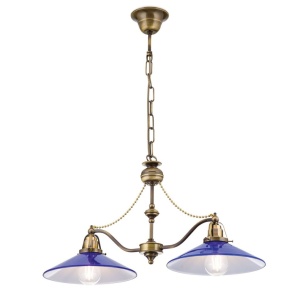 Lustra realizata manual design rustic ARTDESIGN, patina/ albastru-cobalt - Img 1