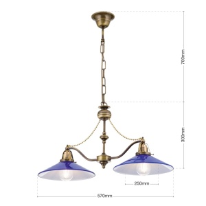 Lustra realizata manual design rustic ARTDESIGN, patina/ albastru-cobalt - Img 3