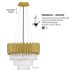 Lustra suspendata design elegant MAGNOLIA aurie - Img 3