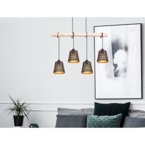 Lustra suspendata design modern ABLONA lemn 15451-4H GL 97375 universul-luminii.ro