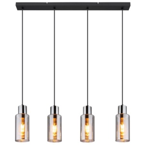 Lustra suspendata design modern LIDARIA 4L negru/fumuriu - Img 4