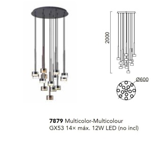 Lustra suspendata design modern TONIC 14L multicolor 139385 universul-luminii.ro
