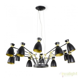 Lustra suspendata design Retro 20051 black and gold satin 12L