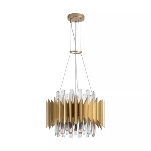 Lustra suspendata diametru 40cm, Belle 8Lt, metal auriu si cristale - Img 2
