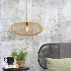 Lustra suspendata din bambus Cango natur, 60x25cm 196045 universul-luminii.ro