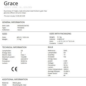 Lustra suspendata eleganta design modern Grace 14L 202185 universul-luminii.ro
