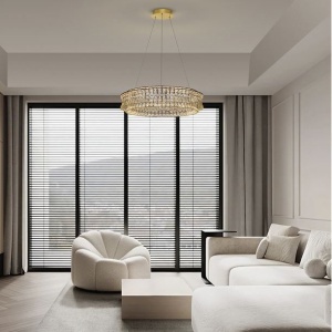 Lustra suspendata LED auriu, cristale sticla CELYSIA 80cm 628405 universul-luminii.ro