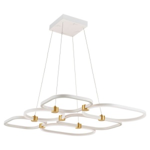 Lustra suspendata LED iluminat sus si jos POLA alb/ auriu - Img 2