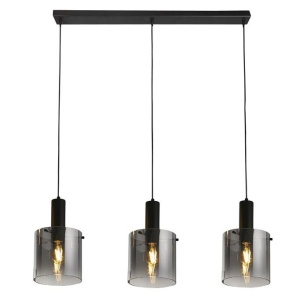 Lustra suspendata metal negru, sticla fumurie Sweden 3L