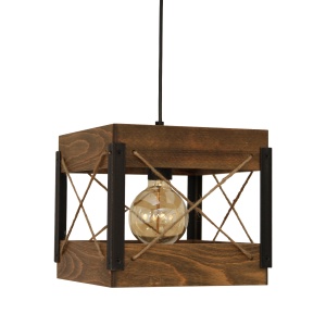 Lustra suspendata rustica fabricata manual din lemn Xara 105045 universul-luminii.ro