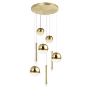Lustra tavan rotunda cu pendule LED, LORR auriu