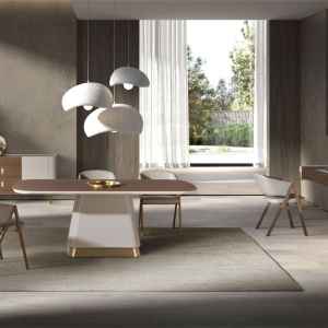 Masa deosebita design LUX Walnut-Bej 200x95cm - Img 5