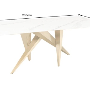 Masa design modern, Metal, Auriu, Ceramica, Alb, ART LIVING 200cm, A-46202 VC - Img 7