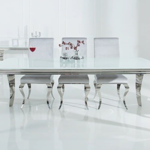 Masa Dining Eleganta, Sticla, Alb, Modern Barock 200cm - Img 10