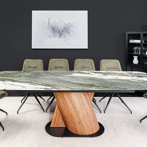 Masa extensibila ceramica gri taupe, furnir lemn de nuc ELEMENTS 180-260cm - Img 7