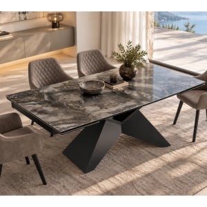 Masa Extensibila cu Blat Ceramic Taupe, DIAMOND 180-260cm
