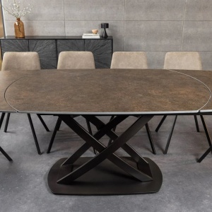 Masa extensibila cu design prin rotire Inception 130-190cm aspect ruginiu - Img 7