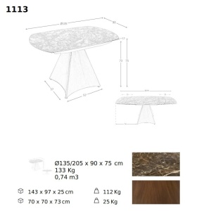 Masa extensibila deosebita design LUX Porcelain Marble 135-205cm - Img 10