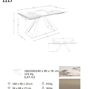 Masa extensibila deosebita design LUX Porcelain Marble 160-240cm - Img 9