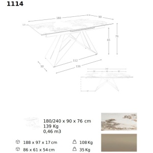 Masa extensibila deosebita design LUX Porcelain Marble 180-240cm - Img 3