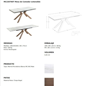 Masa extensibila deosebita design LUX Walnut-Marble 180-260x90cm - Img 10