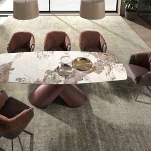 Masa extensibila design LUX Porcelain Marble 180-260x95cm - Img 3