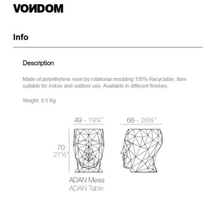 Masa exterior/interior design decorativ ADAN STOOL, mat - Img 6