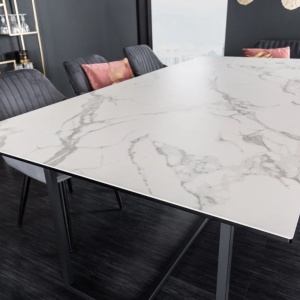 Masa moderna, Ceramica, Alb marmorat, SYMBIOSE 200cm A-6541088 VC - Img 3