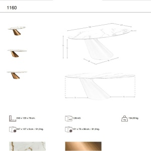 Masa ovala design LUX Marble 110x240cm - Img 7