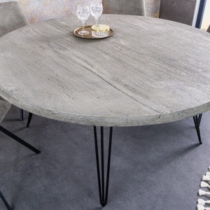Masa rotunda design industrial vintage Scorpion 120cm Mango, gri - Img 3