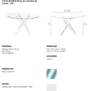Masa rotunda design modern Veola alb, 120cm - Img 3