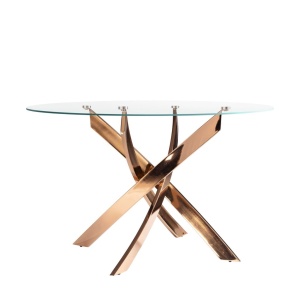 Masa rotunda design modern Veola auriu roze 140cm - Img 2