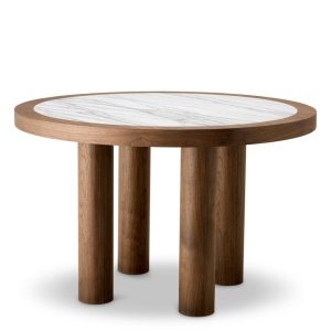 Masa rotunda LUX, Marmura, Furnir Nuc, Presedio 120cm